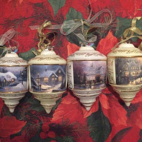 Thomas Kinkade Christmas Heirloom Glass Ornaments - Collection of 24 new in box - Picture 2 of 4